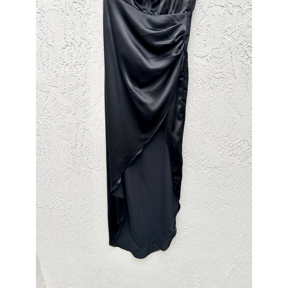 NWT Nonchalant Label Hi Low Hem Satin Dinah Maxi Dress Black Women's Size XS - Picture 4 of 8